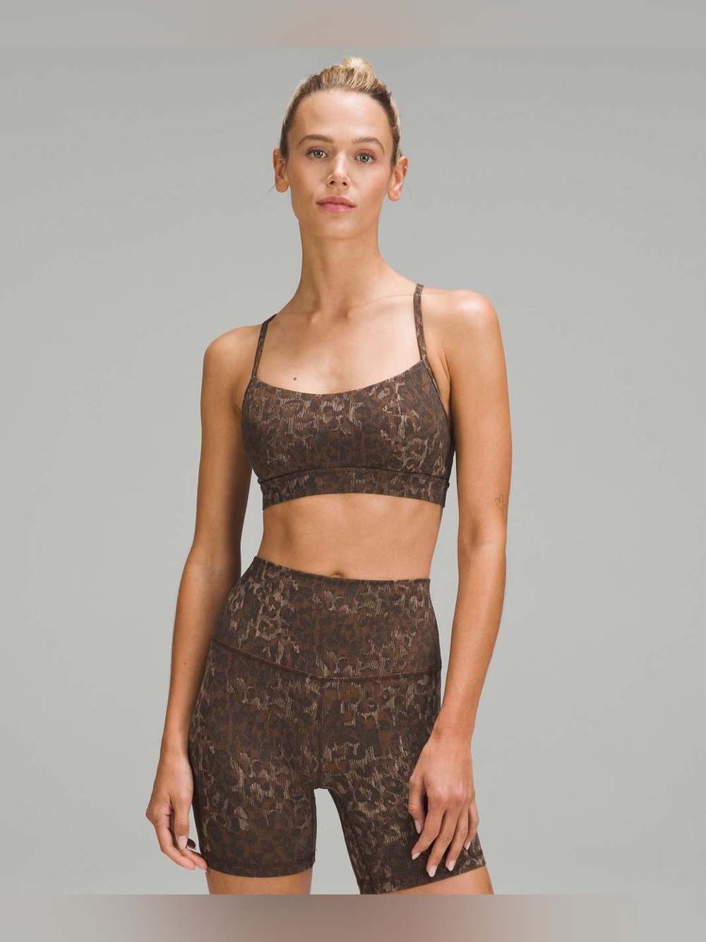 Lululemon Flow Y Nulu Bra *Light Support, A-C Cups Lined Truleopard MAX Brown Mu